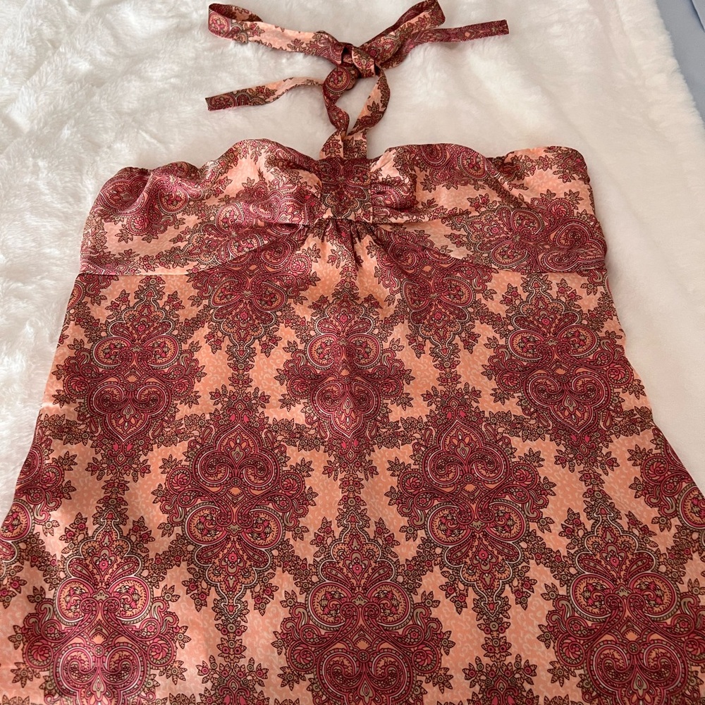 ANN TAYLOR LOFT Pink and Red Paisley Halter Top Size 6 NWT